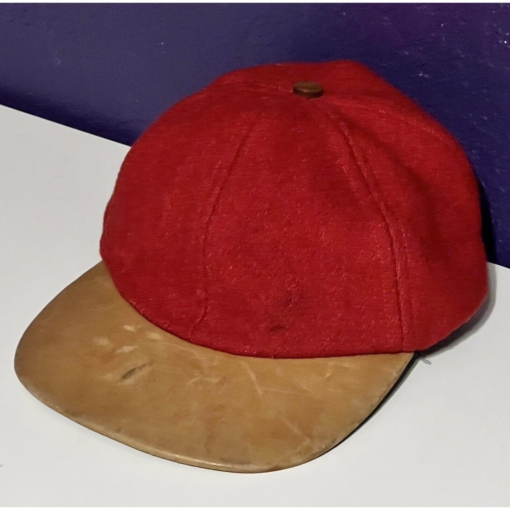 Vintage Coach Baseball Hat Cap Red Wool Leather Country RRL Filson Made In USA